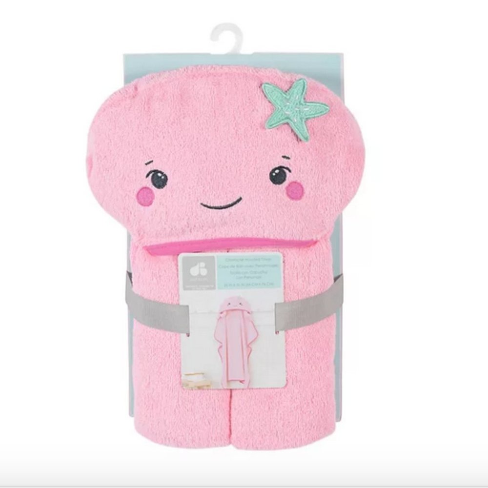 Just Born NWT Pink Hooded Character Bath Towel